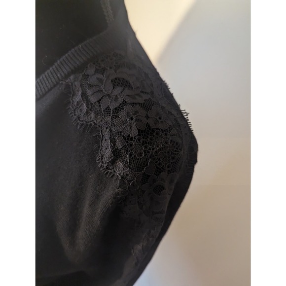 Karl Lagerfeld Paris cropped lace sleeve cardigan sweater - Picture 6 of 8